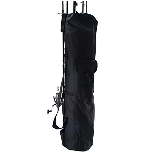 Luckywaqng Multifunktionale Angelruten-Aufbewahrungstasche Angelgerätetasche Handgetragene Angelrutentasche Angeltasche Gummifisch Dorsch (Black, One Size) von Luckywaqng