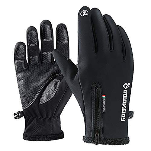 Luckywaqng Unisex wasserdichte Windschutzhandschuhe für Outdoor-Winter Bildschirm Plus Handschuhe aus samt Holzküche Zubehör (Black, M) von Luckywaqng