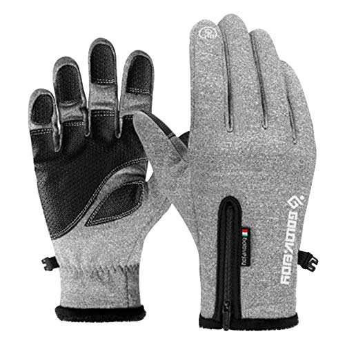 Luckywaqng Unisex wasserdichte Windschutzhandschuhe für Outdoor-Winter Bildschirm Plus Handschuhe aus samt Holzküche Zubehör (Grey, XL) von Luckywaqng
