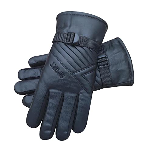 Luckywaqng Winter warme Lederhandschuhe Herren-Winter-Skireit-Outdoor-Fahrhandschuhe Nase Wärmer (B, One Size) von Luckywaqng