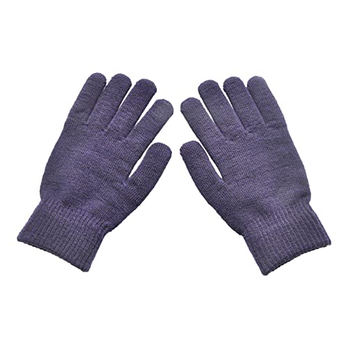 Luckywaqng ene Handschuhe Damen Kalte, solide gestrickte Damen- und Fahrradhandschuhe, Dicke, warme Winterhandschuhe für Herren Bauchtanz Kostüm Mädchen (Purple, One Size) von Luckywaqng