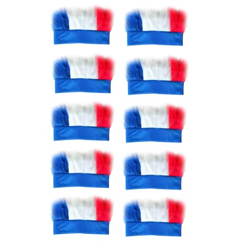 Luejnbogty 10 Stück Blau-Weiß-Rote Kopfbedeckungen, Universelle Spiel-Requisiten für Fußballspiele, Festivalveranstaltungen, Spiele 2024 von Luejnbogty