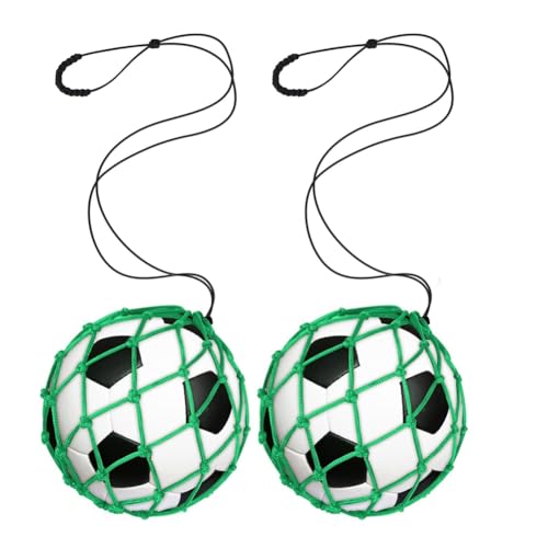 Luejnbogty 2 Stück Fußball-Kick-Trainer, Fußballnetz-, für Ballgröße 3, 4, 5, Solo-Fußball-Kick-Übungs-Trainingshilfe, Grün von Luejnbogty