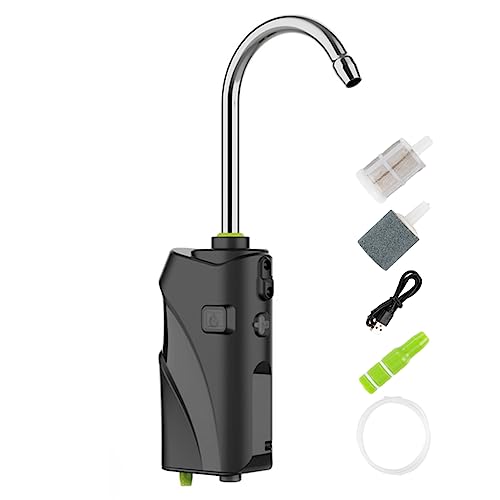 Luejnbogty 3-in-1-Luftpumpe für Sauerstoffangeln, Angeln, im Freien, USB, intelligenter Sensor, Sauerstoffpumpe, tragbar, intelligentes LED-Licht, einfach zu bedienen – Schwarz von Luejnbogty
