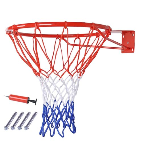 Luejnbogty Basketballfelge, An der Wandtür Montierter Basketballkorb, Basketballfelgentor- mit Netz, Standard-18-Basketballkorb von Luejnbogty