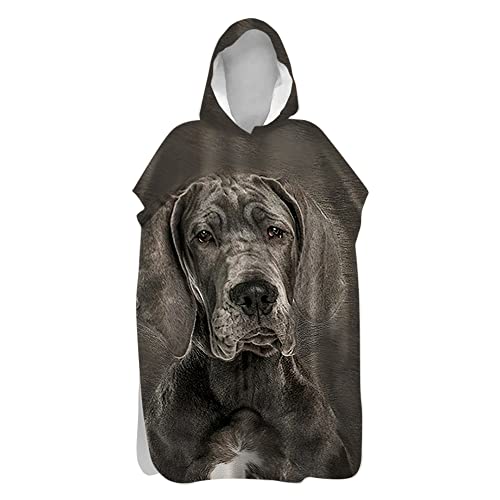 Lukery Badeponcho mit Kapuze, 3D Tier Muster Strandtuch Mikrofaser Schnelltrockend Bademantel Poncho Kinder Jungen, Surfponcho Umziehhilfe Damen Herren (Hund,80x145cm) von Lukery