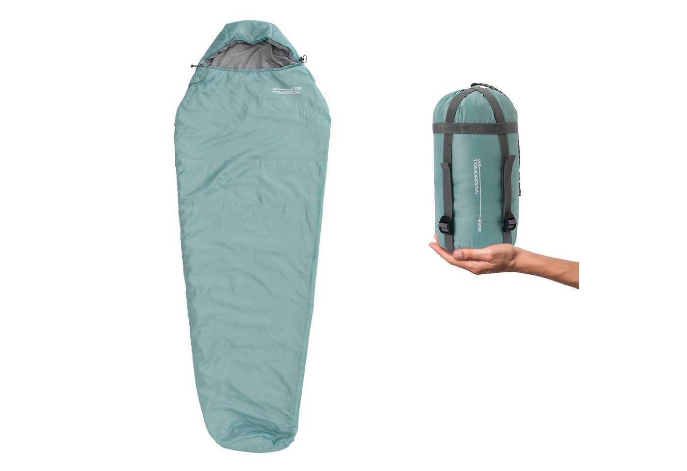 Lumaland Mumienschlafsack Where Tomorrow Camping Schlafsack 220x80x50, wasserabweisend Wärmekragen im Schulterbereich Camping Outdoor -5°C von Lumaland