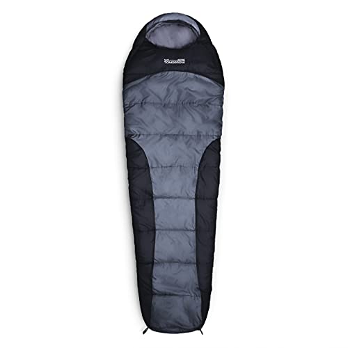 Lumaland Outdoor Schlafsack Mumienschlafsack, 230 x 80 cm, inklusive Packsack, 50 x 25 cm gepackt grau von Lumaland