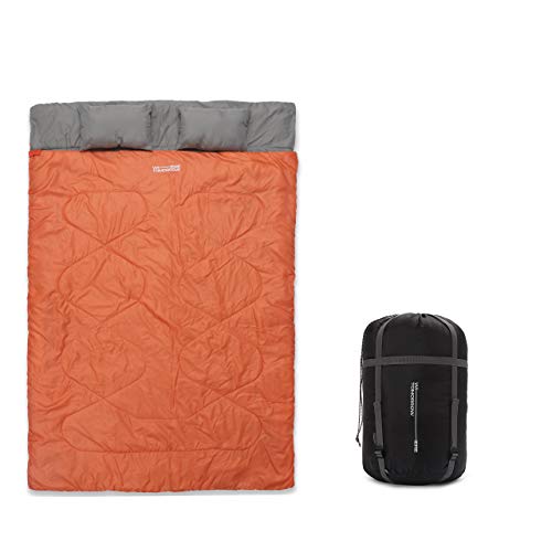 Where Tomorrow Doppelschlafsack 190 x 150 cm - 2-Personen Schlafsack, Deckenschlafsack, Hüttenschlafsack - wasserabweisend, atmungsaktiv, 300 g/m² - für Reisen, Camping, Outdoor - Orange von Lumaland