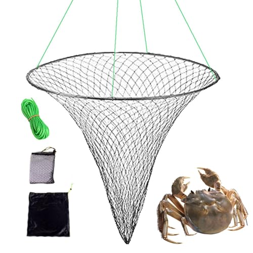 Garnelenkäfigfalle – Krabbenkäfige mit großen Maschen | Runde Garnelennetze, Köderfalle für Fische | Salzwasser-Handwurfnetze | Wurfnetze zum Angeln, schnell trocknend, strapazierfähig für Brücken, Do von Lumiscent