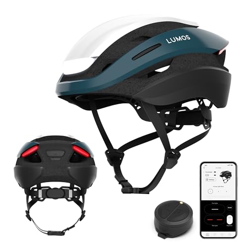 Lumos Ultra Smart-Helm | Fahrradhelm | Vorder- und Rücklicht (LED) | Blinker | Bremslichter | Bluetooth-Verbindung | Erwachsene: Herren, Damen (Deep Blue, Größe: M-L) von Lumos