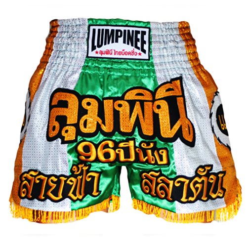 LUMPINEE Muay Thai Boxing Shorts - 96 Penang Series - Green - Size XXL von LUMPINEE