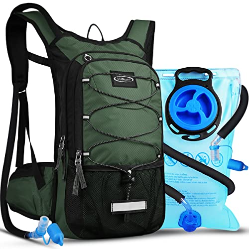 Lunidry Fahrradrucksack mit Trinkblase 3L, Laufrucksack Trinkrucksack 15L für Damen & Herren, Wasserdicht Sportrucksack Hydration Rucksack für MTB Ski Bike Outdoor Sport von Lunidry