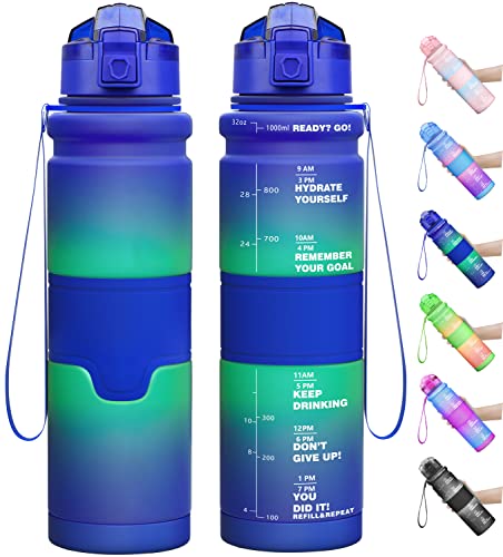 Lunidry Trinkflasche - Tritan BPA Frei Wasserflasche Kinder, 1L/500ml Kohlensäure Geeignet Auslaufsicher Sport Trinkflasche mit Zeitmarkierungen & Fruchteinsatz Für Schule, Fahrrad, Gym, Outdoor Lunidry Trinkflasche - Tritan BPA Frei Wasserflasche Kinder, 1L/500ml Kohlensäure Geeignet Auslaufsicher Sport Trinkflasche mit Zeitmarkierungen & Fruchteinsatz Für Schule, Fahrrad, Gym, Outdoor von Lunidry