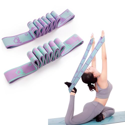 Yoga Stretching Band, 2 Stück Yoga Stretch Gurt Mit 8 Schlaufen, Yoga Stretching Strap, Hochelastischer Gymnastikband für Pilates, Tanz, Gymnastik, Effektives Dehnung (85×4cm) Yoga Stretching Band, 2 Stück Yoga Stretch Gurt Mit 8 Schlaufen, Yoga Stretching Strap, Hochelastischer Gymnastikband für Pilates, Tanz, Gymnastik, Effektives Dehnung (85×4cm) von Lunyloer
