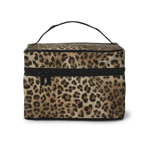 Kosmetiktasche Damen Make-up-Taschen-Organizer, Reise-Kosmetiktaschen, Leopardenmuster mit Griff, Kulturbeutel for Frauen und Mädchen(Leopard) von LuoAXINN