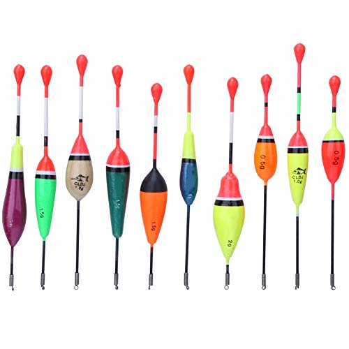 Luocute 10 Stück Angelposen, Bobber, Balsaholz-Posen, Ovale Stick-Federposen, Slip-Bobber Zum Angeln, Balsa-Posen, Crappie Tackle-Zubehör, Angelposen aus Balsaholz in Ovaler Form von Luocute