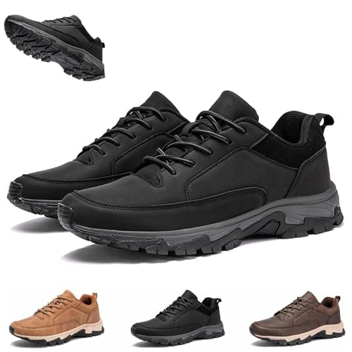 Bestofoot Herrenschuhe, Bestofoot Schuhe, Orthopädische Herren-Sneaker Mit Fußgewölbeunterstützung, Bequeme Herren-Sneaker Aus Echtem Leder, Atmungsaktive, Leichte Und Bequeme Schuhe (Schwarz,46) von Lurebest