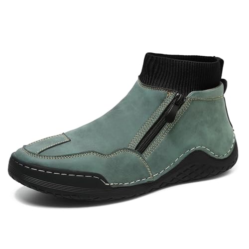 Lurebest Italienische handgefertigte hohe Stiefel, orthopädische Schuhe für Herren mit Fußgewölbeunterstützung, wasserdicht, rutschfest, leicht, lässig, Barfuß-Wanderschuhe von Lurebest