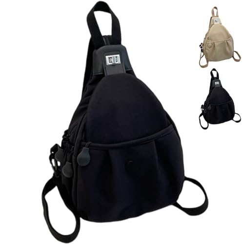 Vielseitiger, Stylischer Crossbody-Sling-Rucksack Mit Großem Fassungsvermögen, Sling-Tasche Für Damen, Wasserabweisende Umhängetasche Aus Nylon, Leichter Crossbody-Rucksack (Schwarz,One Size) von Lurebest