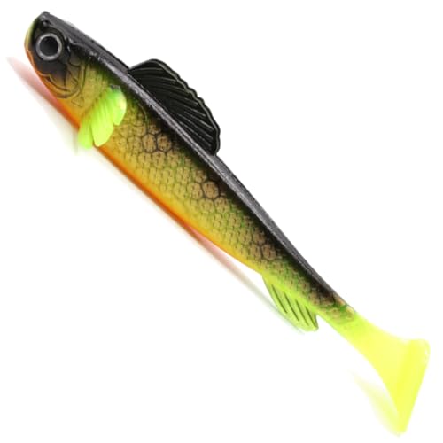 Lurejunks Finisher 16cm - 2 Gummifische, Gummiköder zum Angeln auf Raubfische, Softbaits zum Spinnfischen, Farbe:Gold Fire von Lurejunks