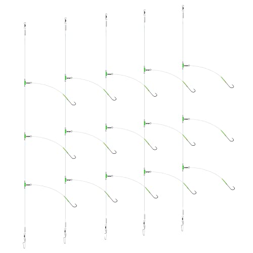 Luroad 5 Stück Angelhaken für Meeresangeln, Flapper-Rigs für Meeresangeln, Strandwerfen, Uferfischen, Flunder, Whiting, Barsch, Scholle (A. 5 Stück - 3 Haken - Größe 2/0-45cm) Luroad 5 Stück Angelhaken für Meeresangeln, Flapper-Rigs für Meeresangeln, Strandwerfen, Uferfischen, Flunder, Whiting, Barsch, Scholle (A. 5 Stück - 3 Haken - Größe 2/0-45cm) von Luroad