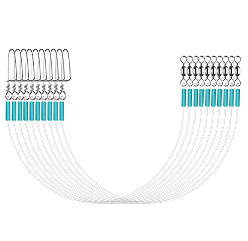 Luroad Fluorocarbon Vorfach Leader mit Wirbel & Karabiner, 10/20 STK Raubfischvorfach, 100% Fluorocarbon Angelvorfächer Spinnvorfächer Zum Spinnfischen, Spinnvorfach, Vorfach Zum Spinnangeln von Luroad