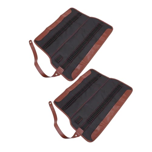 Lurrose 2St Stift Vorhang schuler Stift aufbewahrung stiftebox Pencil Cases großes Federmäppchen Stehendes Federmäppchen Schreibwarenhalter Aufbewahrungstasche für Stifte Segeltuch Brown von Lurrose