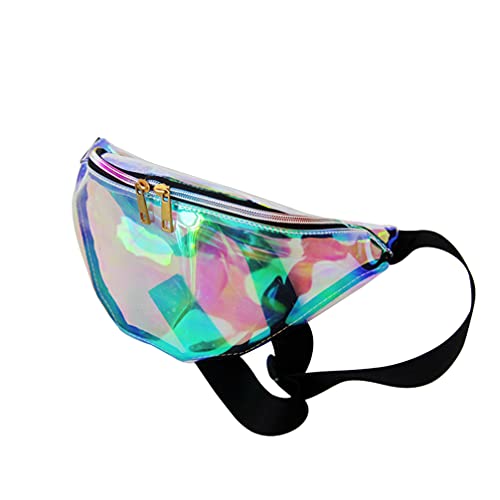 Lurrose Shiny Taille Pack für Frauen Holographische Fanny Pack Wasserdicht Glänzende Taille Tasche für Reise Wandern Laufen Outdoor Party von Lurrose