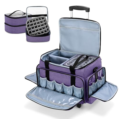 Luxja Kosmetik Trolley für 90 Flaschen Nagellack, Nagellack Koffer mit Rollen für Nagellack Zubehör, Kosmetikkoffer Trolley für Nagellampe und Maniküreset, Lila Luxja Kosmetik Trolley für 90 Flaschen Nagellack, Nagellack Koffer mit Rollen für Nagellack Zubehör, Kosmetikkoffer Trolley für Nagellampe und Maniküreset, Lila von Luxja