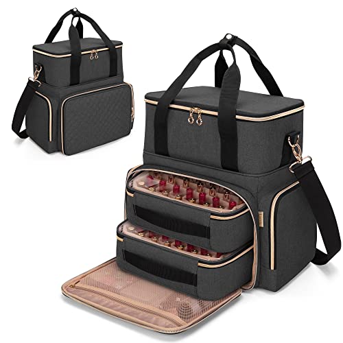 Luxja Nagellack Tasche, Nagellack Aufbewahrung Tasche für 70 Flaschen Nagellack und Nagellampe, Nagellack Organizer Tasche für Nageltrockner und Nagellack Zubehör, Schwarz Luxja Nagellack Tasche, Nagellack Aufbewahrung Tasche für 70 Flaschen Nagellack und Nagellampe, Nagellack Organizer Tasche für Nageltrockner und Nagellack Zubehör, Schwarz von Luxja