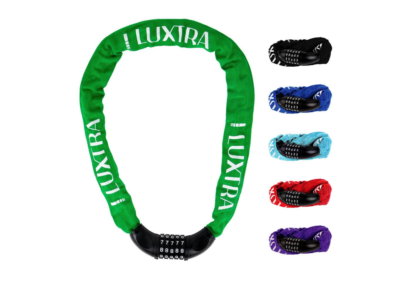 Luxtra Zahlenkettenschloss Fahrradschloss Zahlenkettenschloss mit Sicherheitscode, Grün von Luxtra