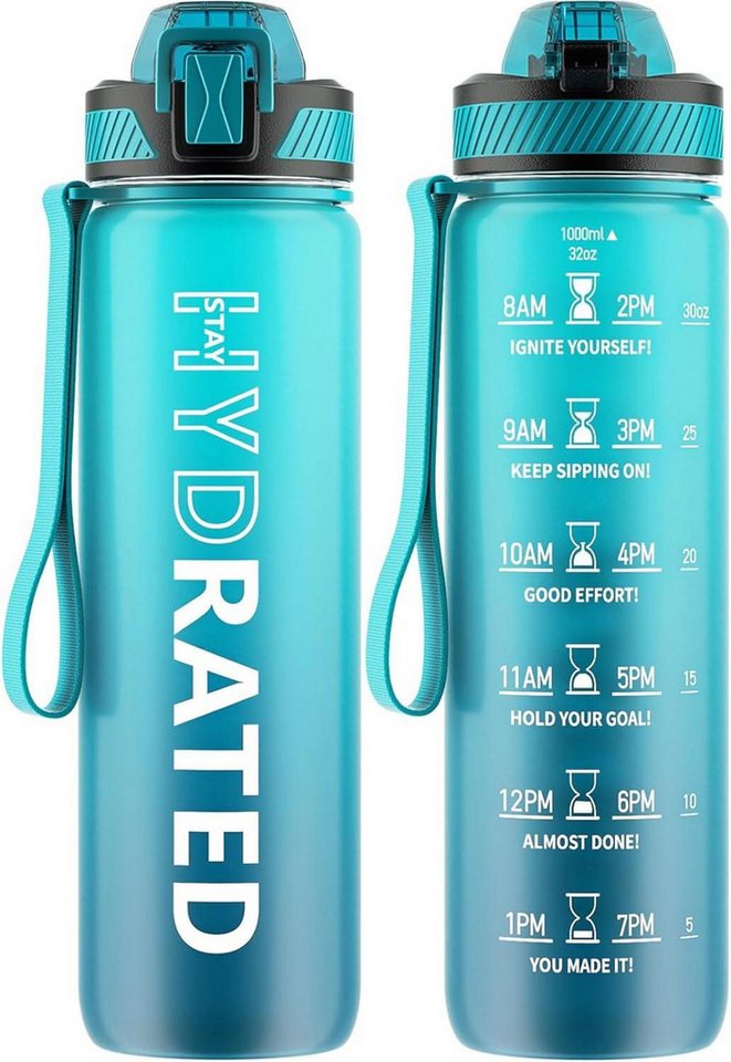 LuxusKollektion Becher Trinkflasche 1L BPA-Frei Tritan Sport Strohhalm Zeitmarkierung LuxusKollektion Becher Trinkflasche 1L BPA-Frei Tritan Sport Strohhalm Zeitmarkierung von LuxusKollektion