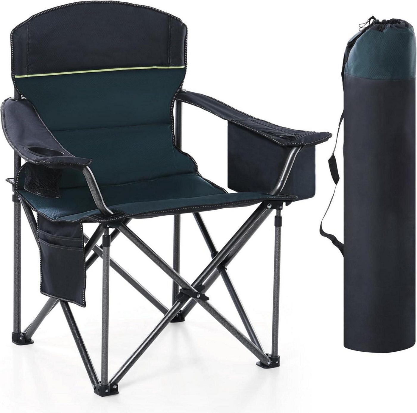 LuxusKollektion Campingstuhl XXL Campingstuhl Faltbar Gepolstert 200kg Belastbarkeit Outdoor Grün von LuxusKollektion