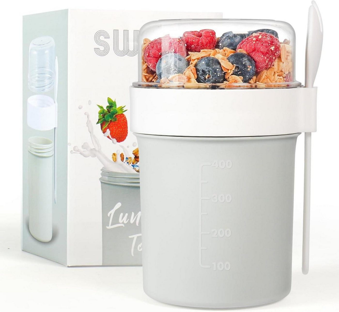 LuxusKollektion Coffee-to-go-Becher Müslibecher Joghurtbecher to Go Auslaufsicher 780ML Hellgrau LuxusKollektion Coffee-to-go-Becher Müslibecher Joghurtbecher to Go Auslaufsicher 780ML Hellgrau von LuxusKollektion