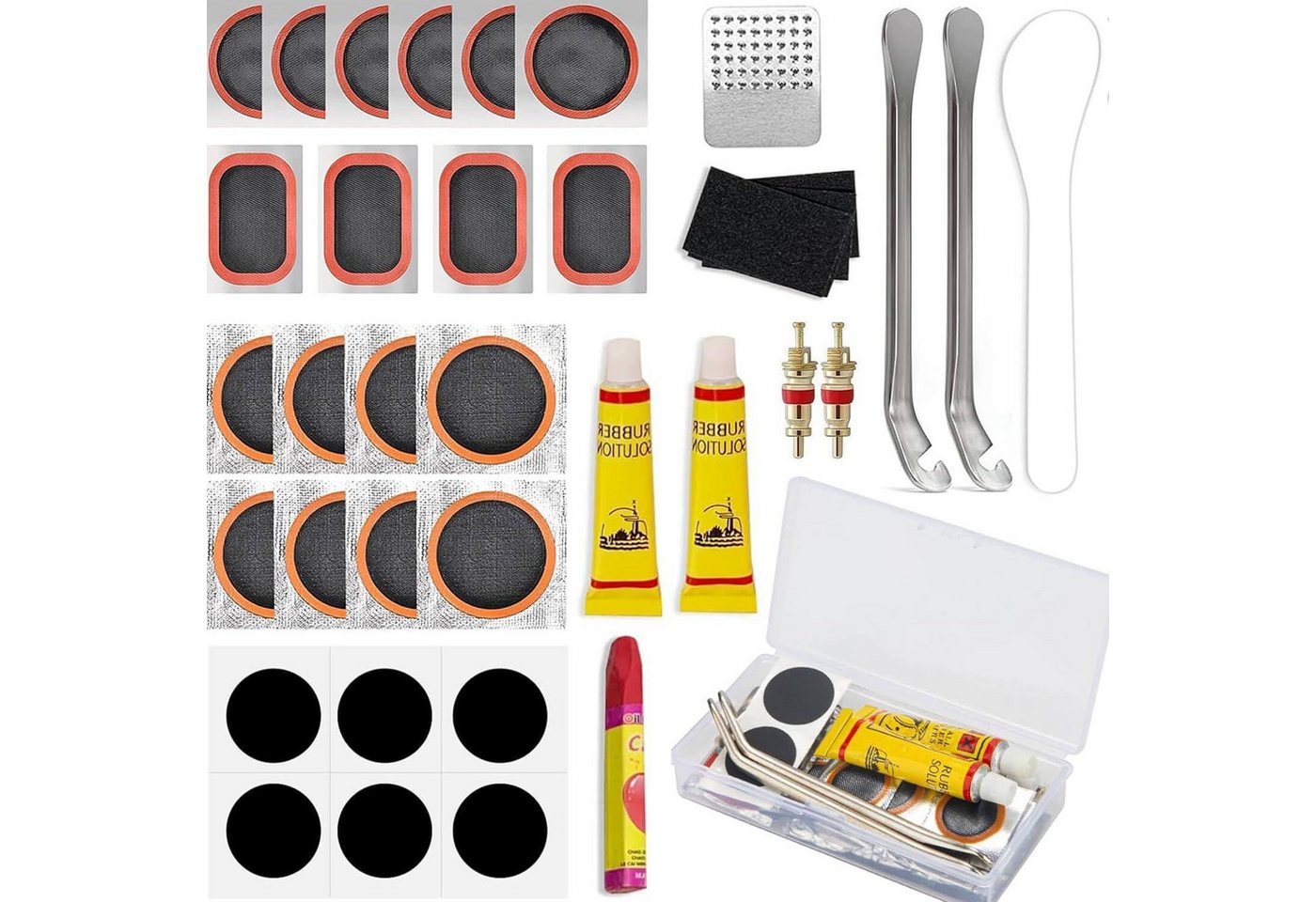 LuxusKollektion Fahrradständer Fahrrad Flickzeug Set mit Reifenheber und Aufbewahrungsbox LuxusKollektion Fahrradständer Fahrrad Flickzeug Set mit Reifenheber und Aufbewahrungsbox von LuxusKollektion