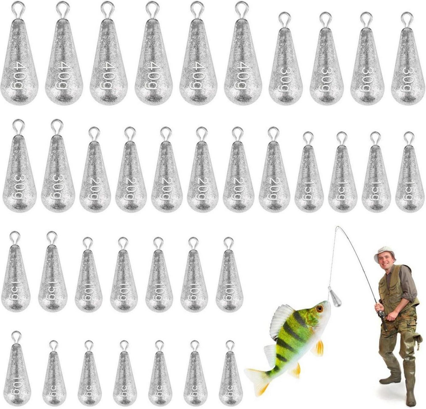 LuxusKollektion Fischentschupper 36-teiliges Tropfenform Blei Angelgewichte Set 5g-40g, Drop Shot Blei LuxusKollektion Fischentschupper 36-teiliges Tropfenform Blei Angelgewichte Set 5g-40g, Drop Shot Blei von LuxusKollektion