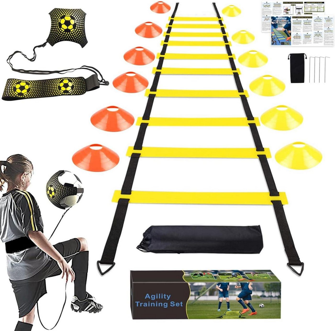 LuxusKollektion Fußballtor Fussball Trainingsset: Koordinationsleiter 6m, Kick Trainer & Hütchen LuxusKollektion Fußballtor Fussball Trainingsset: Koordinationsleiter 6m, Kick Trainer & Hütchen von LuxusKollektion