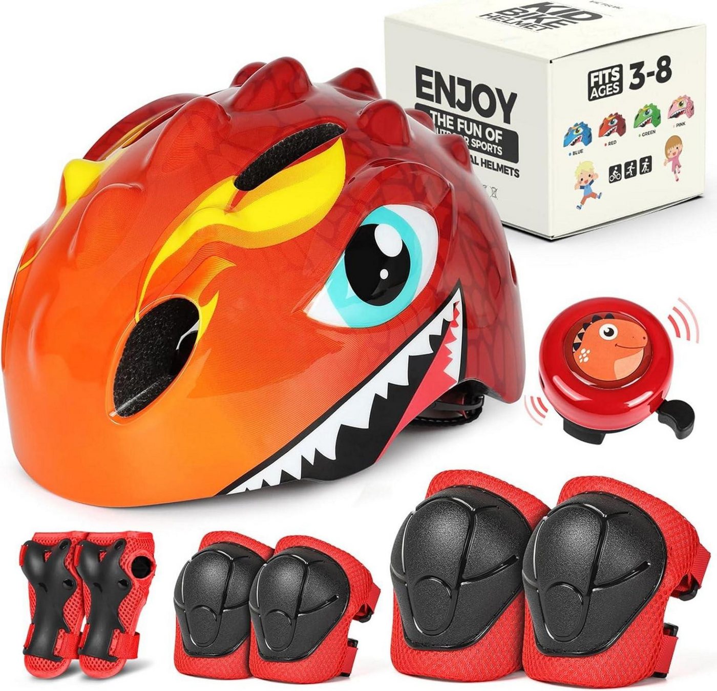 LuxusKollektion Kinderfahrradhelm Fahrradhelm Kinder Cartoon 3D Skateboard Rollschuh Rot Klingel LuxusKollektion Kinderfahrradhelm Fahrradhelm Kinder Cartoon 3D Skateboard Rollschuh Rot Klingel von LuxusKollektion