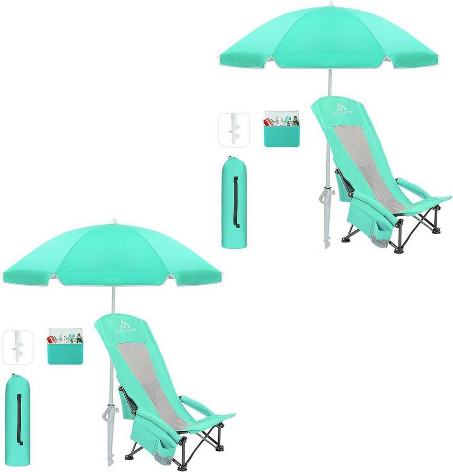 LuxusKollektion Strandmuschel 2er Pack Strandstühle mit Sonnenschirmen, hoher Rückenlehne und von LuxusKollektion