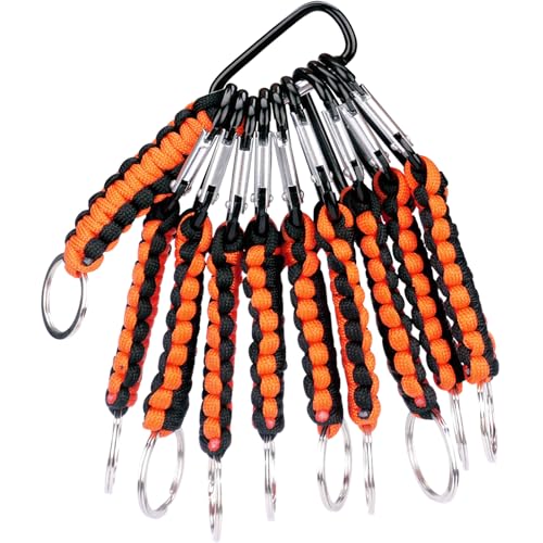 10 Stück Karabiner Schlüsselanhänger, mit Geflochtenes Lanyard, Karabiner Verschluss Schlüsselband Personalisiert Schlüsselanhänger Ring-Haken-Clip Jungen Mädchen (Orange) von Luzoybo