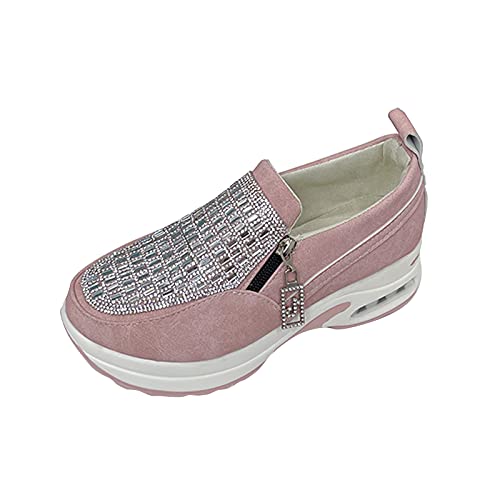 Lwolreny Damen Wanderschuhe Dicke Sohlen Fitnessschuhe Laufschuhe Neue Luftkissen Sportschuhe Strass Damenschuhe von Lwolreny