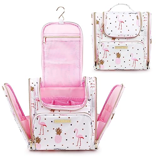 Kulturtasche zum Aufhängen für Damen, Lychii Reise Kulturbeutel Kosmetiktasche, Make up Tasche Waschtaschel Organizer, Wasserdichter Hygienebeutel - Flamingo Kulturtasche zum Aufhängen für Damen, Lychii Reise Kulturbeutel Kosmetiktasche, Make up Tasche Waschtaschel Organizer, Wasserdichter Hygienebeutel - Flamingo von Lychii