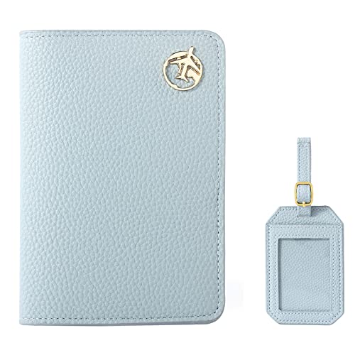 Lychii Reisepass Schutzhülle, Passport Holder mit Gepäckanhänger für Damen Herren, PU Leather Reisebrieftasche Travel Wallet Organizer für Kreditkarten, Ausweis und Reisedokumente von Lychii