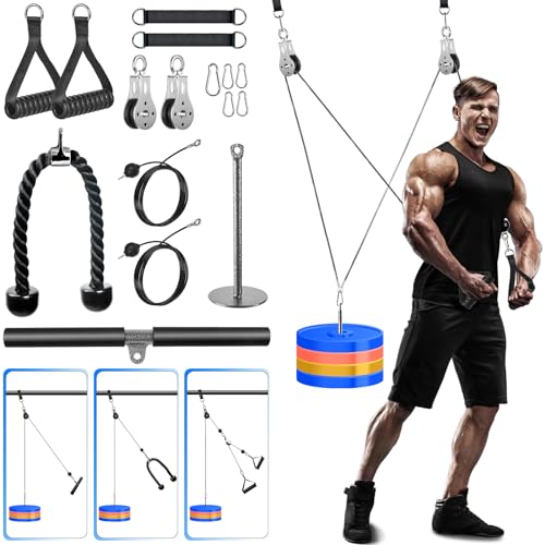 Lyndwin Kabelzug Fitness Latzug Schulter Trizeps Trainingsgerät, Arm Brust Kabelzug Latzug Fitness Geräte Zuhause, Home Gym Pulley System Latzugturm Kabelturm Zubehör Kraftstation für Zuhause von Lyndwin