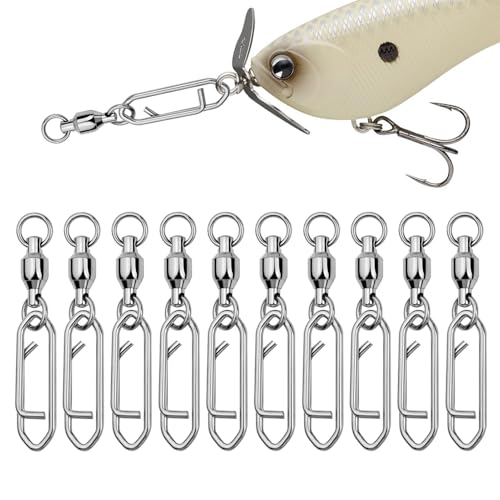 Wirbel, Angelzubehör, Angelwirbel und Karabiner,10X Fishing Snaps Connector Wirbel - Kugellagerwirbel, Schnappwirbel zum Angeln, Tackle-Salzwasser-Angelwirbel für Angler von Lyricalist