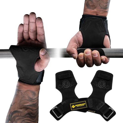 MANUEKLEAR Gewichtheben-Handgelenkbänder mit gepolsterter Handgelenkschlaufe, Leder-Gewichtheben, Handgelenkriemen für Kreuzheben, Powerlifting, Profi Lifting Straps für Frauen (Black) von M MANUEKLEAR