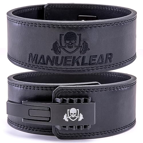 MANUEKLEAR Leder Lifting Belt mit 10mm Rückenstütze, Gewichthebergürtel für Herren und Damen, Gym Gürtel-Fitness Gürtel für Bodybuilding, Gewichtheben von M MANUEKLEAR