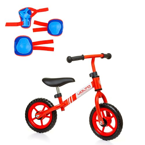 MOLTO | Fahrrad ohne Pedale rot + blaue Schutzvorrichtungen Minibike | Kinderfahrrad | Balance-Fahrrad oder Lernfahrrad | Lernspielzeug für Kinder von 2 bis 5 Jahren von M MOLTO