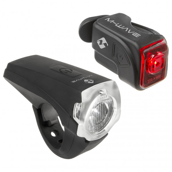 M-Wave - Atlas K10 USB Set - Fahrradlampen-Set Gr Front-(25 Lux)+Rücklicht schwarz von M-Wave